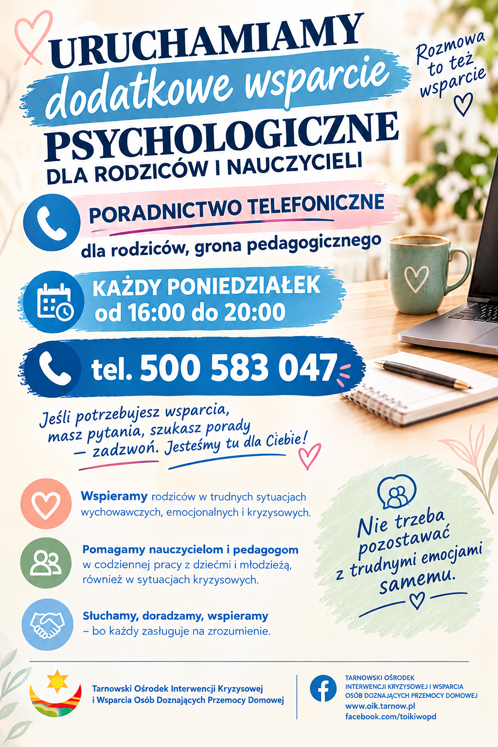 Nowe wsparcie telefoniczne dla rodziców i pedagogów w Tarnowie